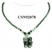 Hematite Elephant Pendant Beads Stone Chain Choker Fashion Women Necklace